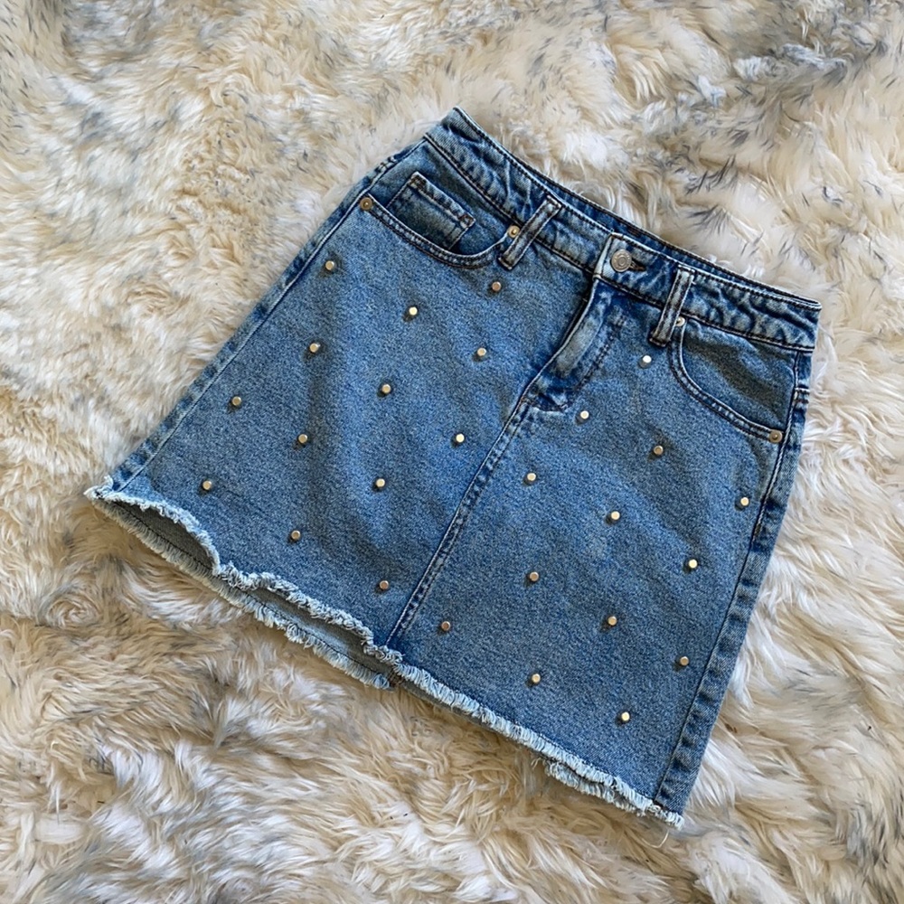 Studded Jean Skirt